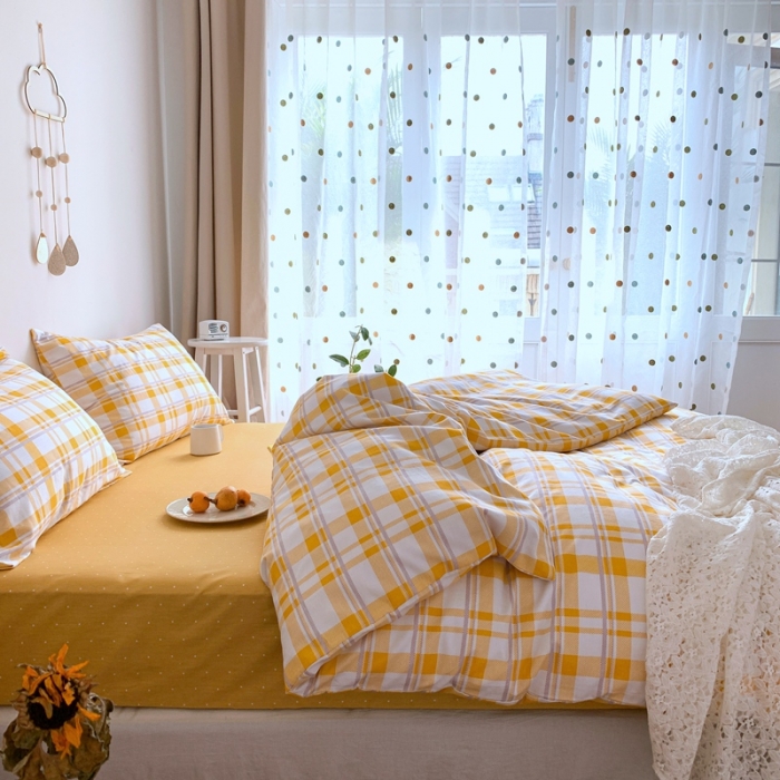 91家纺网 家纺一手货源 找家纺 星期八 2020新款全棉13070亲子四件套系列 黄格