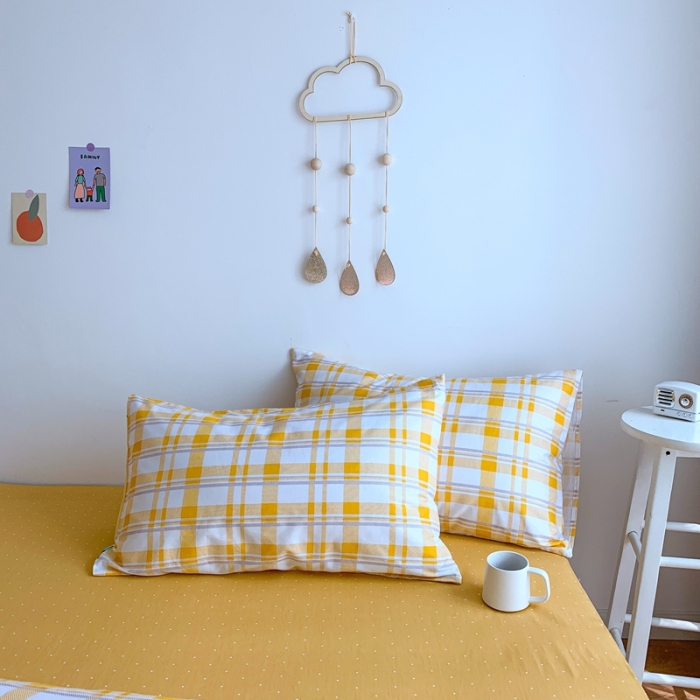 91家纺网 家纺一手货源 找家纺 星期八 2020新款全棉13070亲子四件套系列 黄格