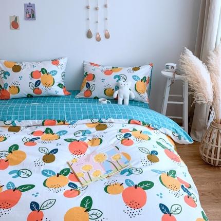 91家纺网 家纺一手货源 找家纺 星期八 2020新款全棉13070亲子四件套系列 橘子