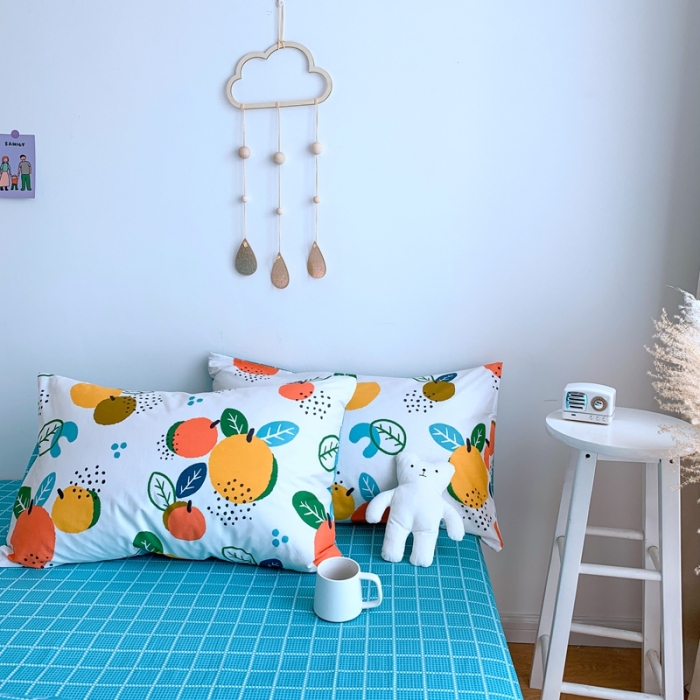 91家纺网 家纺一手货源 找家纺 星期八 2020新款全棉13070亲子四件套系列 橘子