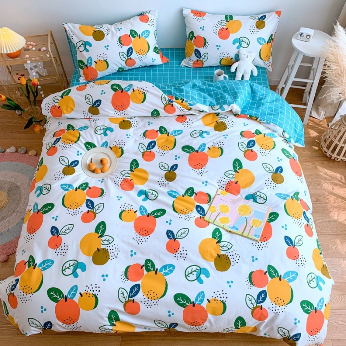 91家纺网 家纺一手货源 找家纺 星期八 2020新款全棉13070亲子四件套系列 橘子