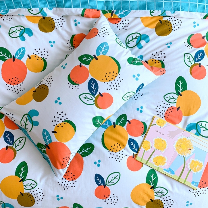 91家纺网 家纺一手货源 找家纺 星期八 2020新款全棉13070亲子四件套系列 橘子