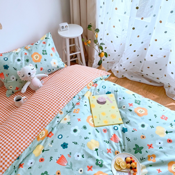 91家纺网 家纺一手货源 找家纺 星期八 2020新款全棉13070亲子四件套系列 茉彩