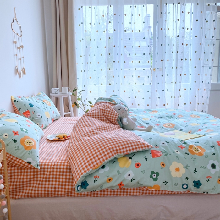 91家纺网 家纺一手货源 找家纺 星期八 2020新款全棉13070亲子四件套系列 茉彩