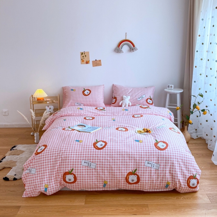 91家纺网 家纺一手货源 找家纺 星期八 2020新款全棉13070亲子四件套系列 苹果熊