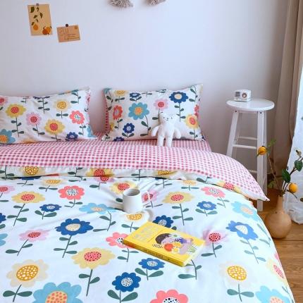 91家纺网 家纺一手货源 找家纺 星期八 2020新款全棉13070亲子四件套系列 太阳小花