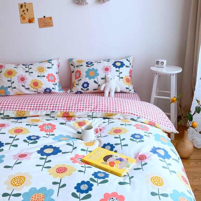 91家纺网 家纺一手货源 找家纺 星期八 2020新款全棉13070亲子四件套系列 太阳小花