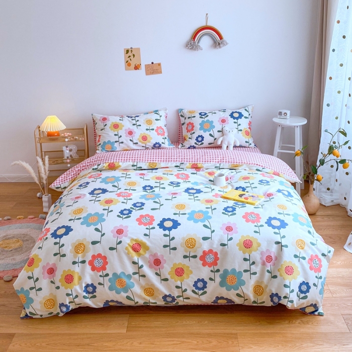 91家纺网 家纺一手货源 找家纺 星期八 2020新款全棉13070亲子四件套系列 太阳小花