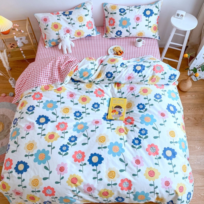 91家纺网 家纺一手货源 找家纺 星期八 2020新款全棉13070亲子四件套系列 太阳小花