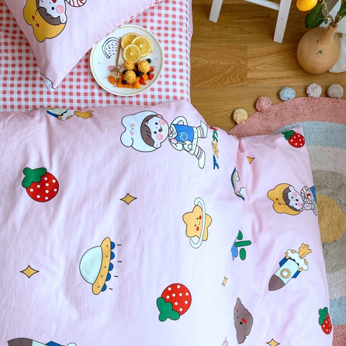 91家纺网 家纺一手货源 找家纺 星期八 2020新款全棉13070亲子四件套系列 童梦园