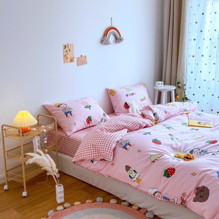 91家纺网 家纺一手货源 找家纺 星期八 2020新款全棉13070亲子四件套系列 童梦园