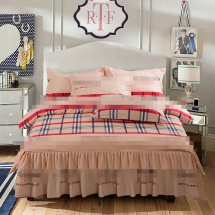 91家纺网 家纺一手货源 找家纺 梦柏 2020新款加厚磨毛四件套小版床裙款夏花红屿