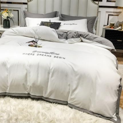 91家纺网 家纺一手货源 找家纺 （总）索飞特 2021春夏新款高密度水洗棉宽边刺绣四件套