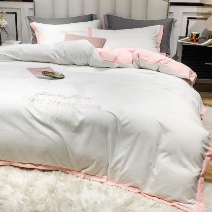 91家纺网 家纺一手货源 找家纺 （总）索飞特 2021春夏新款高密度水洗棉宽边刺绣四件套