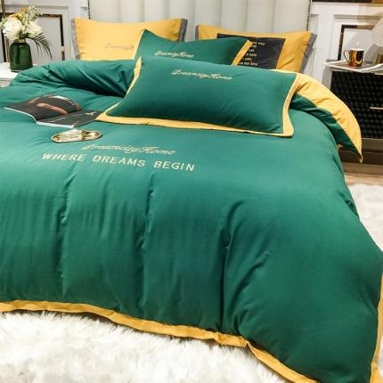 91家纺网 家纺一手货源 找家纺 （总）索飞特 2021春夏新款高密度水洗棉宽边刺绣四件套