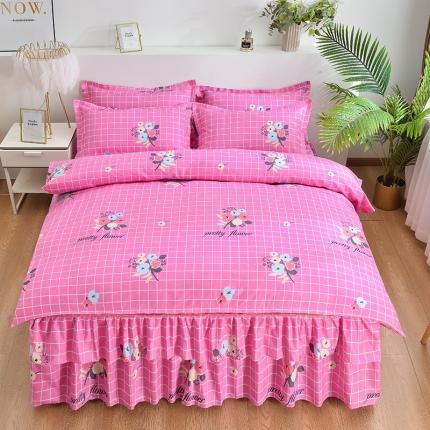 91家纺网 家纺一手货源 找家纺 梦柏 2020新款加厚磨毛四件套小版床裙款 麗鹿森林