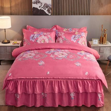 91家纺网 家纺一手货源 找家纺 梦柏 2020新款加厚磨毛四件套小版床裙款炫彩礼物