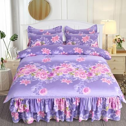 91家纺网 家纺一手货源 找家纺 梦柏 2020新款加厚磨毛四件套小版床裙款 杜伊花园