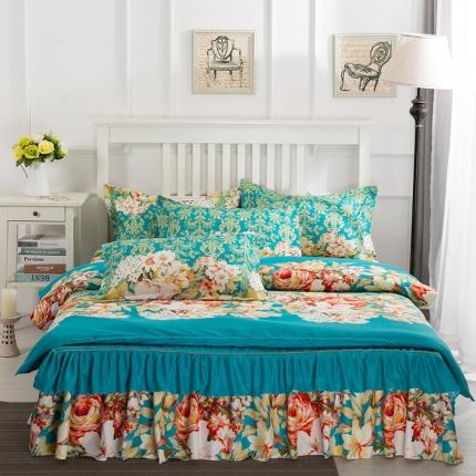 91家纺网 家纺一手货源 找家纺 梦柏 2020新款加厚磨毛四件套小版床裙款 杜伊花园