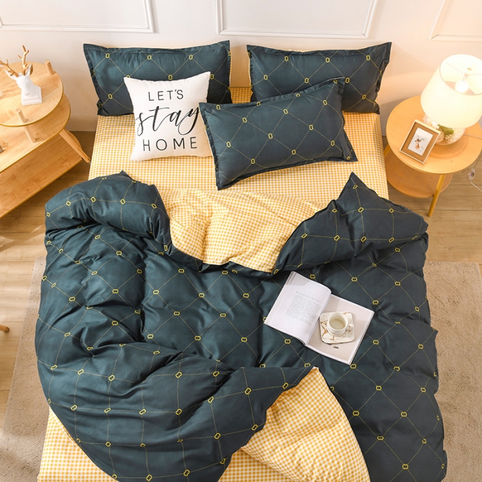 91家纺网 家纺一手货源 找家纺 赫然家纺 新款舒适柔软亲肤爆款芦荟棉四件套货源充足 潮牌