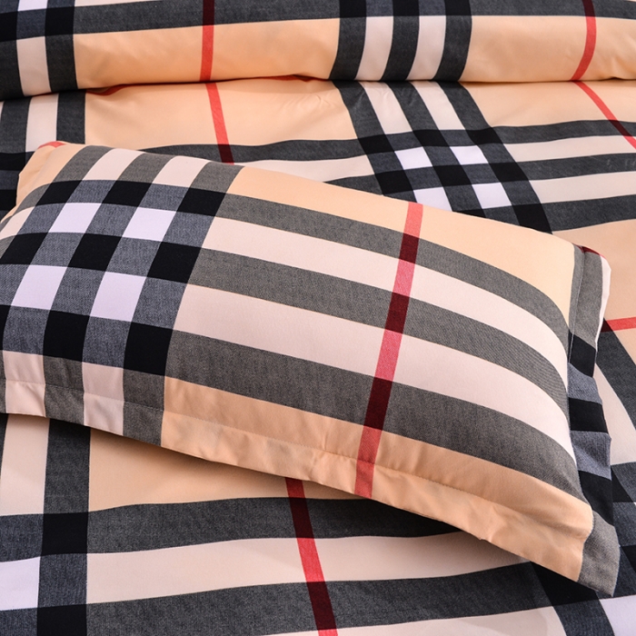 91家纺网 家纺一手货源 找家纺 梦柏 2020新款加厚磨毛四件套小版床裙款 经典格子