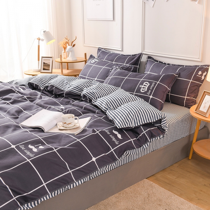 91家纺网 家纺一手货源 找家纺 赫然家纺 新款舒适柔软亲肤爆款芦荟棉四件套货源充足 简约