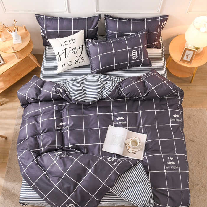 91家纺网 家纺一手货源 找家纺 赫然家纺 新款舒适柔软亲肤爆款芦荟棉四件套货源充足 简约