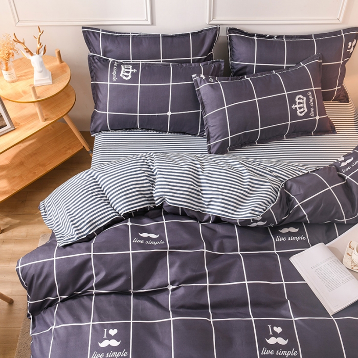 91家纺网 家纺一手货源 找家纺 赫然家纺 新款舒适柔软亲肤爆款芦荟棉四件套货源充足 简约