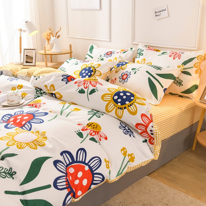 91家纺网 家纺一手货源 找家纺 赫然家纺 新款芦荟棉单品被套 太阳花