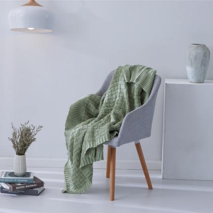 暖绵绵新款正反编织毯针织毯子线毯 抹茶