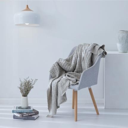 暖绵绵 新款正反编织毯针织毯子线毯 浅灰