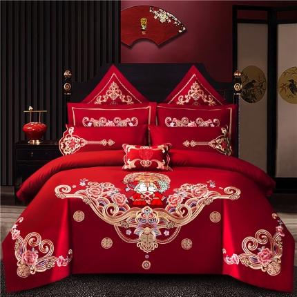 91家纺网 家纺一手货源 找家纺 甜咪咪 2020新款全棉绣花婚庆四件套 喜结连理