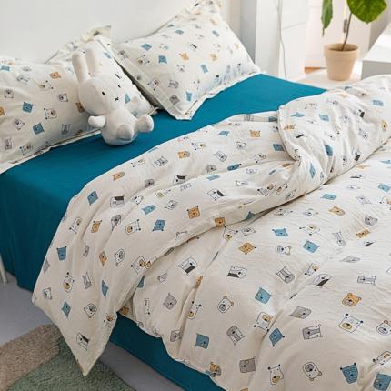 2021新款爆款A类全棉双层纱四件套纯棉三件套被套床单床笠式