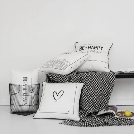 （总）美茉2023新款ins纯棉帆布黑白印花抱枕棉字母靠垫