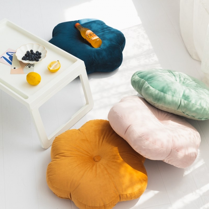 91家纺网 家纺一手货源 找家纺 美茉家居新款小清新异型抱枕六边圆形靠垫加厚榻榻米圆形坐垫 浅绿