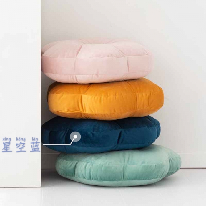 91家纺网 家纺一手货源 找家纺 美茉家居新款小清新异型抱枕六边圆形靠垫加厚榻榻米圆形坐垫 星空蓝