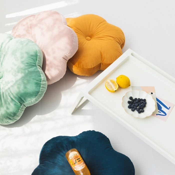 91家纺网 家纺一手货源 找家纺 美茉家居新款小清新异型抱枕六边圆形靠垫加厚榻榻米圆形坐垫 星空蓝