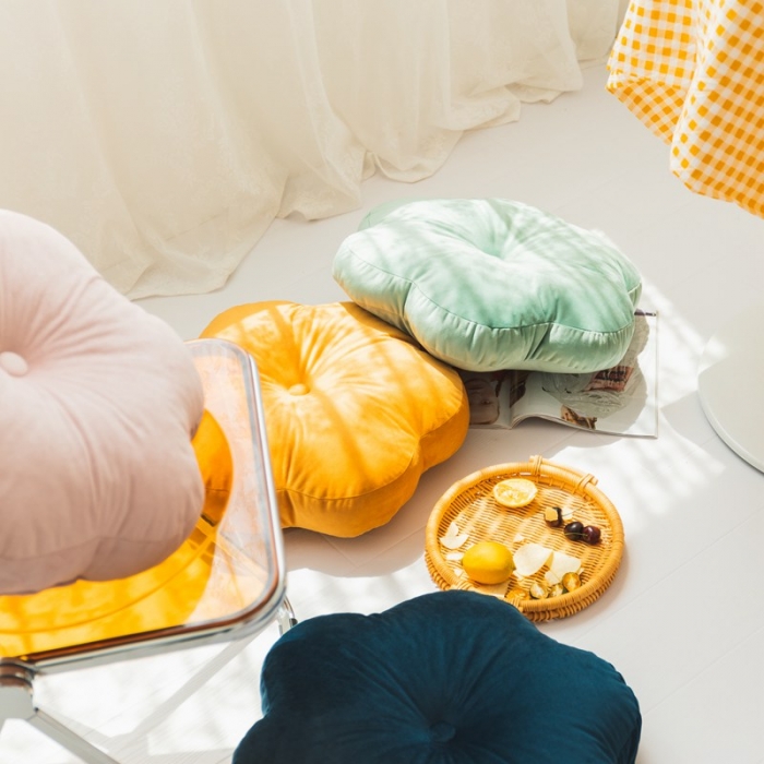 91家纺网 家纺一手货源 找家纺 美茉家居新款小清新异型抱枕六边圆形靠垫加厚榻榻米圆形坐垫 浅绿