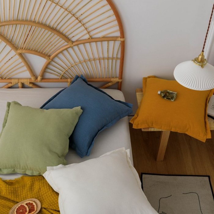 91家纺网 家纺一手货源 找家纺 （总）美茉韩式棉麻纯色飞边抱枕素色麻棉大腰靠样板房装饰靠垫