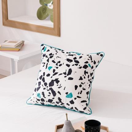 91家纺网 家纺一手货源 找家纺 美茉家居北欧水磨石印花抱枕荷兰绒数码靠垫 水磨石-白