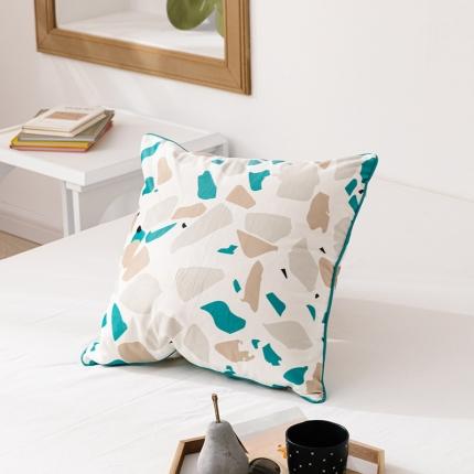 91家纺网 家纺一手货源 找家纺 美茉家居北欧水磨石印花抱枕荷兰绒数码靠垫 水磨石-绿