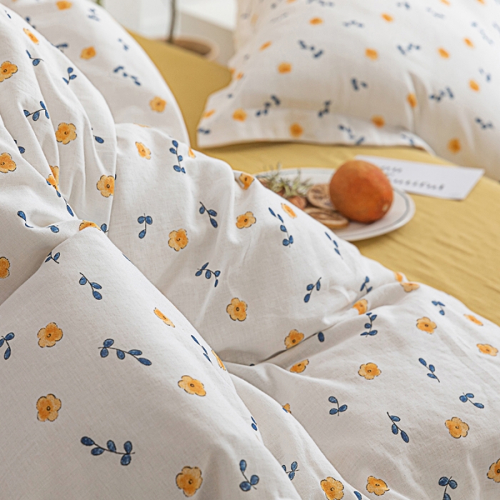 91家纺网 家纺一手货源 找家纺 2021A类全棉双层纱四件套纯棉三件套【小洋槐】