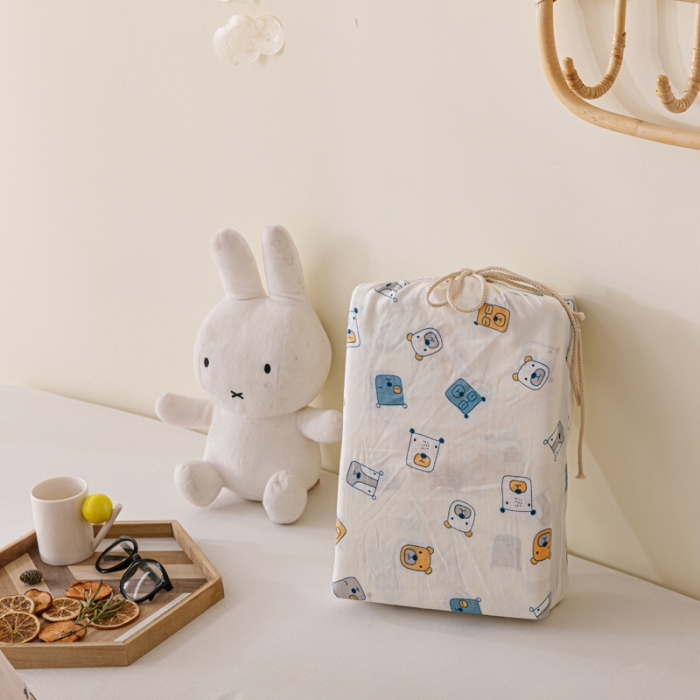 91家纺网 家纺一手货源 找家纺 2021A类全棉双层纱四件套纯棉三件套【萌熊】