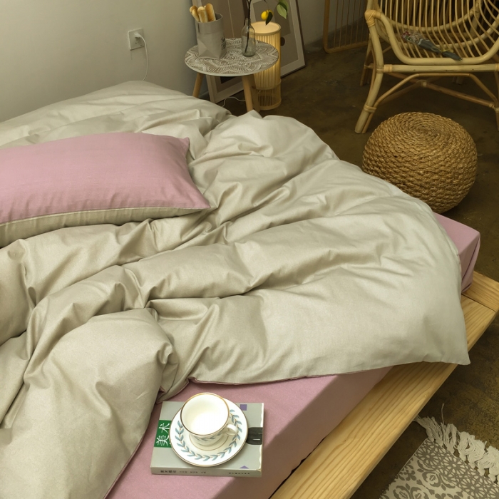 91家纺网 家纺一手货源 找家纺 雲归梦 2020新款北欧风纯色全棉四件套 卡洛-黄粉