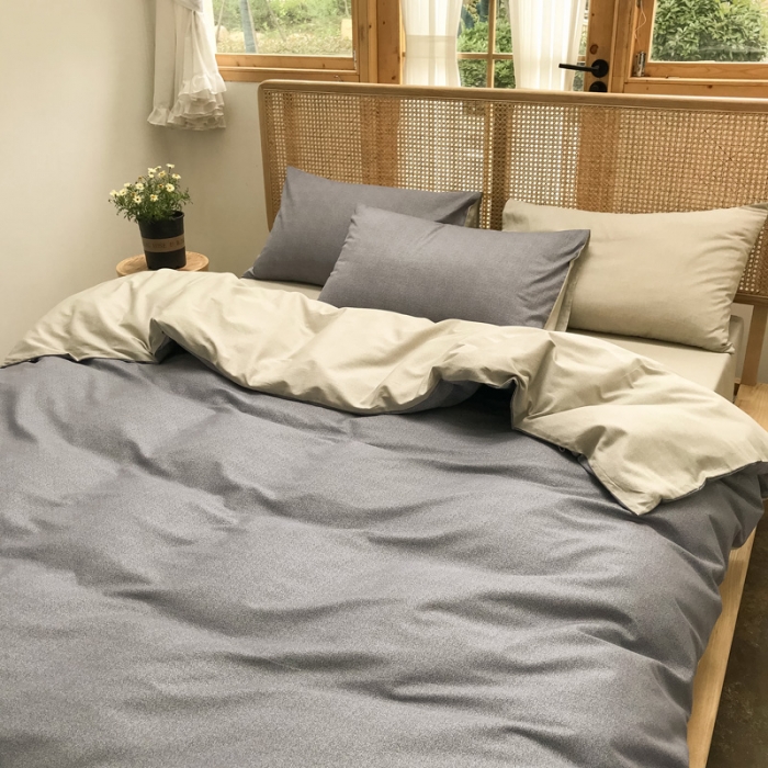 91家纺网 家纺一手货源 找家纺 雲归梦 2020新款北欧风纯色全棉四件套 卡洛-灰黄