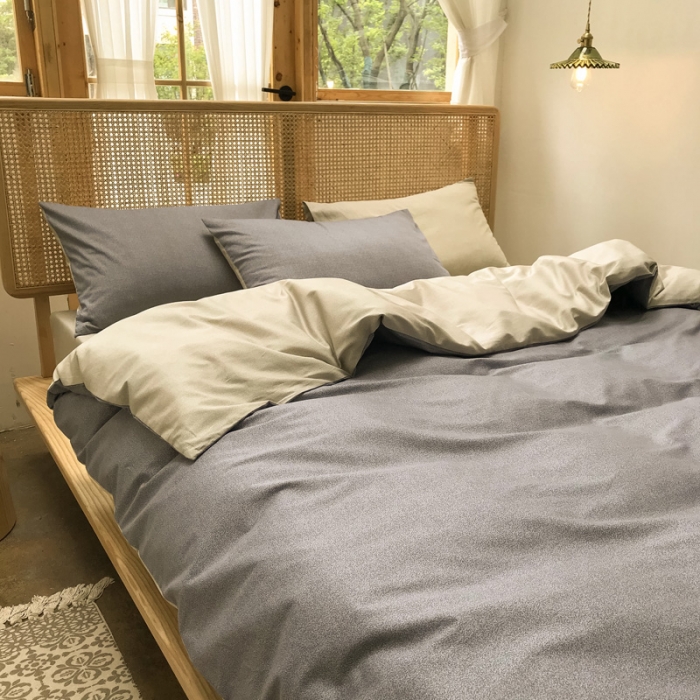 91家纺网 家纺一手货源 找家纺 雲归梦 2020新款北欧风纯色全棉四件套 卡洛-灰黄