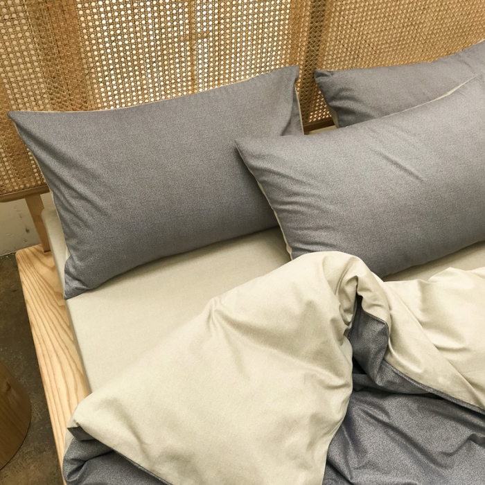 91家纺网 家纺一手货源 找家纺 雲归梦 2020新款北欧风纯色全棉四件套 卡洛-灰黄