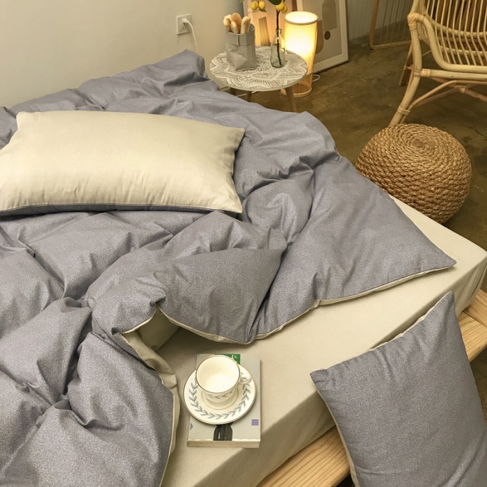91家纺网 家纺一手货源 找家纺 雲归梦 2020新款北欧风纯色全棉四件套 卡洛-灰黄