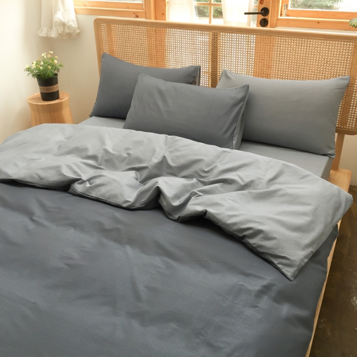 91家纺网 家纺一手货源 找家纺 雲归梦 2020新款北欧风纯色全棉四件套 卡洛-蓝浅灰