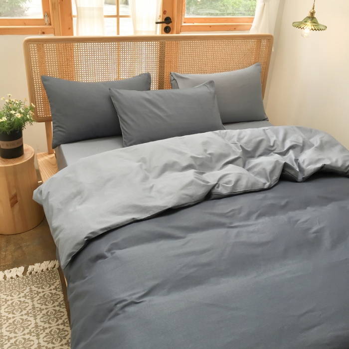 91家纺网 家纺一手货源 找家纺 雲归梦 2020新款北欧风纯色全棉四件套 卡洛-蓝浅灰